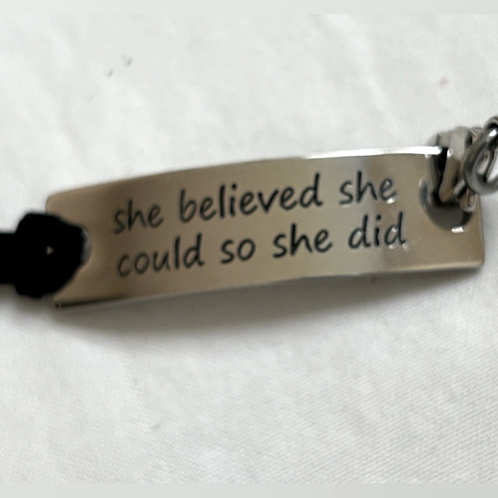 Inspirational Silver Bracelet “she believed she could so she did”. One size.